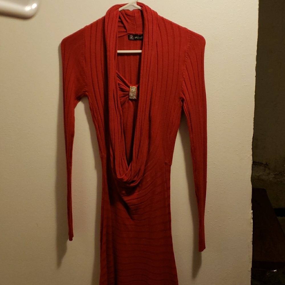 Red sweater dress